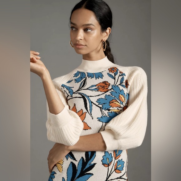 By Anthropologie Mock-Neck Column Midi Dress - Picture 3 of 13